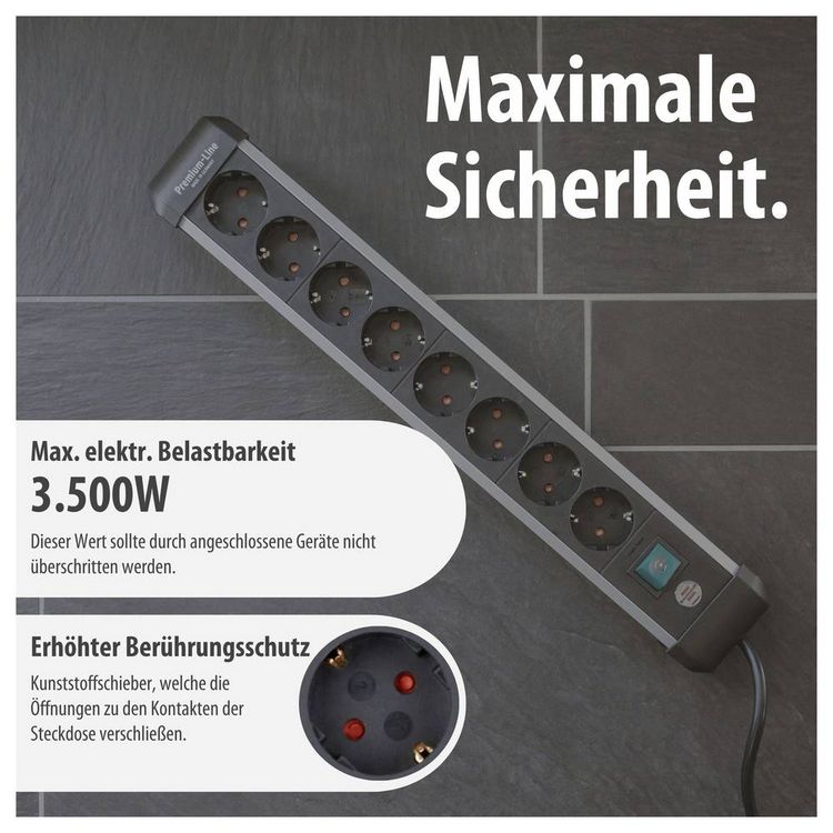 Produktbild: Brennenstuhl 1391030800 Steckdosenleiste mit Schalter Silber, Schwarz Schutzkontakt 1 St.