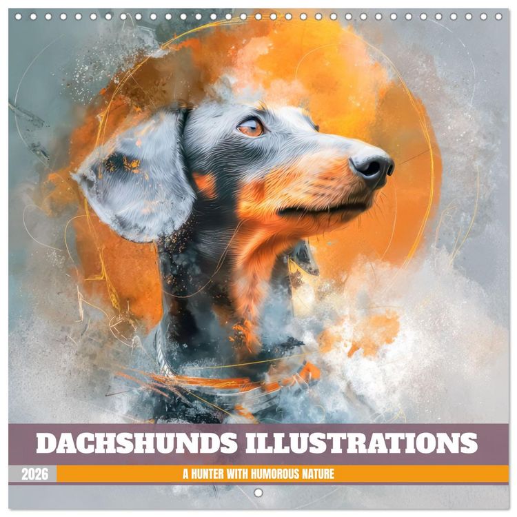 Produktbild: Dachshunds Illustrations - A hunter with humorous nature (Wall Calendar 2026 12 &times; 12 Inch) CALVENDO 12 Month Wall Calendar