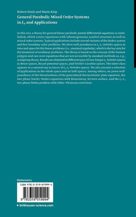 Produktbild: General Parabolic Mixed Order Systems in Lp and Applications