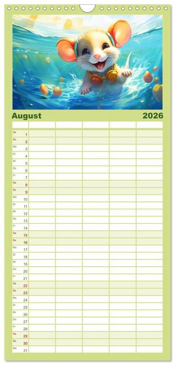 Produktbild: Familienplaner 2026 - Mausiges Spektakel. Zauberhafter Maus-Alltag mit 5 Spalten (Wandkalender, 21 x 45 cm) CALVENDO