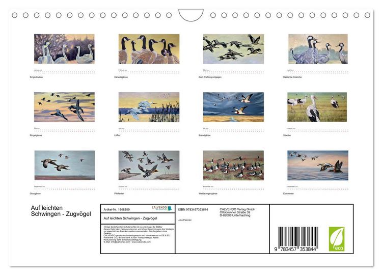 Produktbild: Auf leichten Schwingen - Zugv&ouml;gel (Wandkalender 2026 DIN A4 quer), CALVENDO Monatskalender