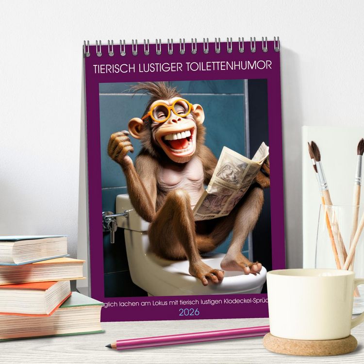 Produktbild: Tierisch lustiger Toilettenhumor (Tischkalender 2026 DIN A5 hoch), CALVENDO Monatskalender