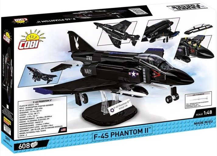 Produktbild: COBI Armed Forces 5899 - F-4S Phantom II Black Bunny, &Uuml;berschall-Mehrzweckj&auml;ger, Ma&szlig;stab 1:48, Bausatz, 608 Teile
