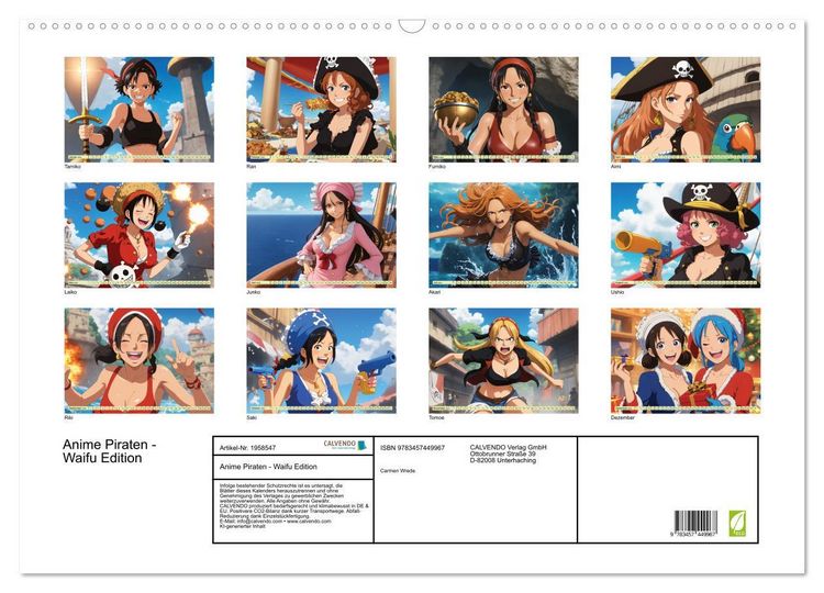 Produktbild: Anime Piraten - Waifu Edition (Wandkalender 2026 DIN A2 quer), CALVENDO Monatskalender