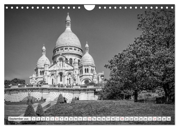 Produktbild: PARIS Monochrome Impressionen (Wandkalender 2026 DIN A4 quer), CALVENDO Monatskalender