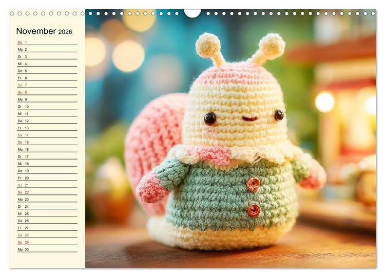 Produktbild: Kleine Freunde aus Wolle. Zauberhaft geh&auml;kelte Tierchen (Wandkalender 2026 DIN A3 quer), CALVENDO Monatskalender