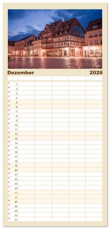 Produktbild: Familienplaner 2026 - Quedlinburg - Die historische Altstadt mit 5 Spalten (Wandkalender, 21 x 45 cm) CALVENDO