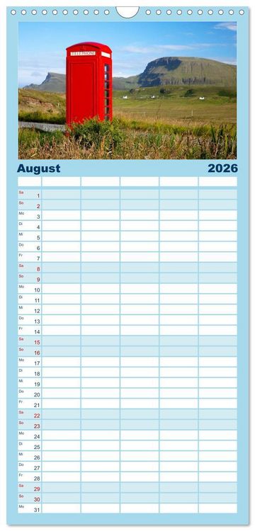 Produktbild: Familienplaner 2026 - Schottland - Wildes Land im Norden mit 5 Spalten (Wandkalender, 21 x 45 cm) CALVENDO