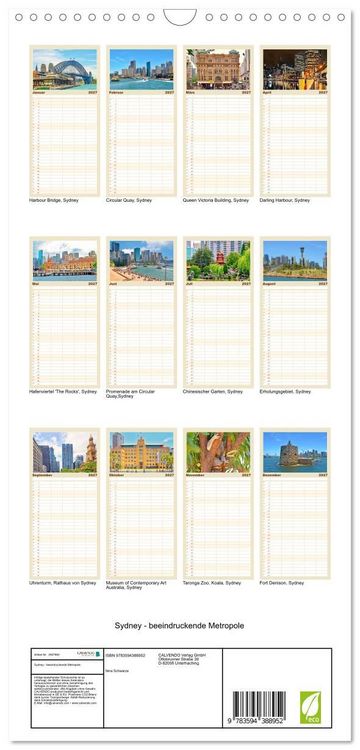 Produktbild: Familienplaner 2027 - Sydney - beeindruckende Metropole mit 5 Spalten (Wandkalender, 21 x 45 cm) CALVENDO