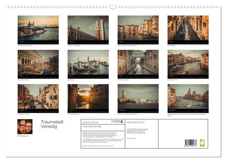 Produktbild: Traumstadt Venedig (Wandkalender 2026 DIN A2 quer), CALVENDO Monatskalender