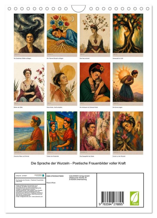 Produktbild: Die Sprache der Wurzeln - Poetische Frauenbilder voller Kraft (Wandkalender 2027 DIN A4 hoch), CALVENDO Monatskalender