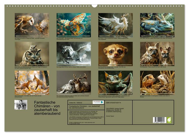 Produktbild: Fantastische Chim&auml;ren - von zauberhaft bis atemberaubend (Wandkalender 2026 DIN A2 quer), CALVENDO Monatskalender