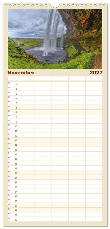 Produktbild: Familienplaner 2027 - Naturwunder in Island mit 5 Spalten (Wandkalender, 21 x 45 cm) CALVENDO