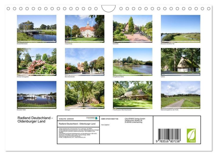 Produktbild: Radland Deutschland - Oldenburger Land (Wandkalender 2027 DIN A4 quer), CALVENDO Monatskalender