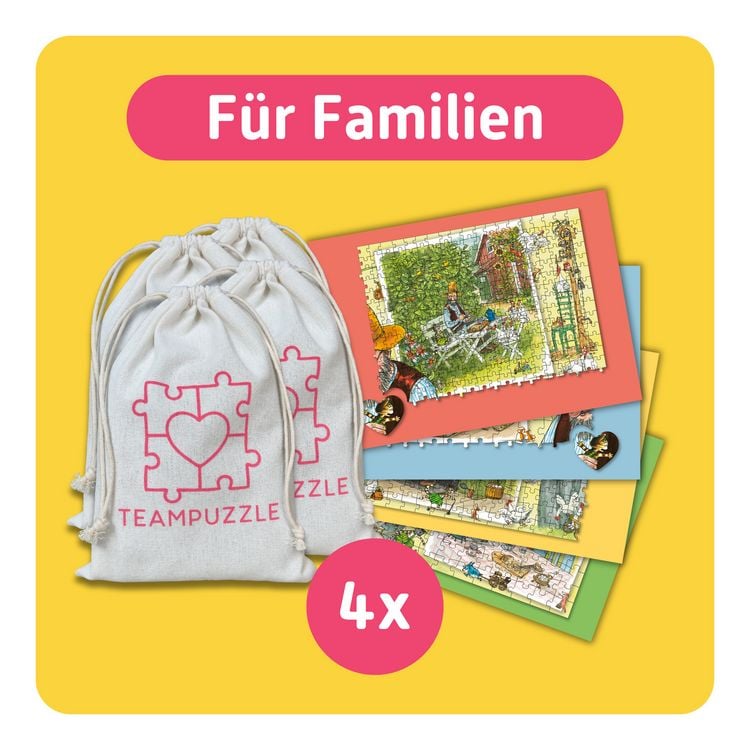 Produktbild: TEAMPUZZLE &ndash; Petersson und Findus &ndash; 600 Teile &ndash; Puzzle mit gro&szlig;en & kleinen Teilen