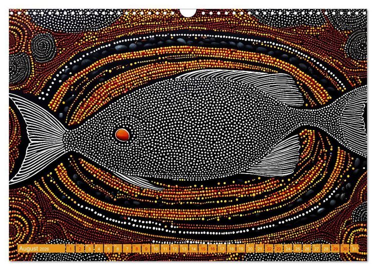 Produktbild: Traumzeit - KI-generierte Aborigine-Kunst aus dem Herzen Australiens (Wandkalender 2026 DIN A3 quer), CALVENDO Monatskalender