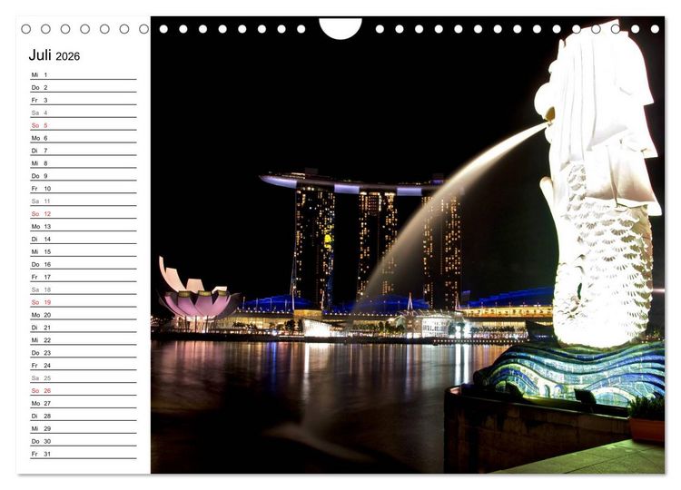 Produktbild: Singapur - Die Farben der Nacht (Wandkalender 2026 DIN A4 quer), CALVENDO Monatskalender