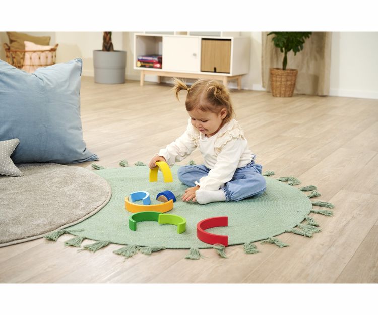 Juego Clasificación Bolas Eichhorn - Apilable Madera Haya, 15 Piezas, Base 14x14 Cm, Para Niños +1 Año