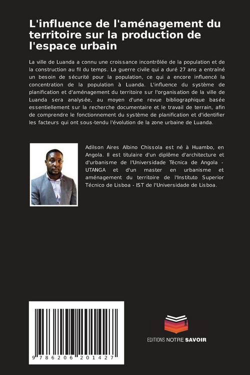 Produktbild: L'influence de l'am&eacute;nagement du territoire sur la production de l'espace urbain
