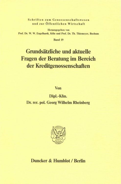 Produktbild: Grunds&auml;tzliche und aktuelle Fragen der Beratung im Bereich der Kreditgenossenschaften.