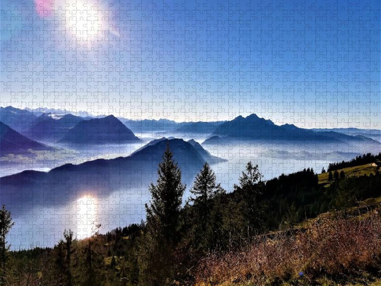 Produktbild: CALVENDO Puzzle Blick von der Rigi auf den B&uuml;rgenstock, Pilatus und Stanserhorn | 1000 Teile Lege-Gr&ouml;&szlig;e 64x48cm Foto-Puzzle f&uuml;r gl&uuml;ckliche Stunden