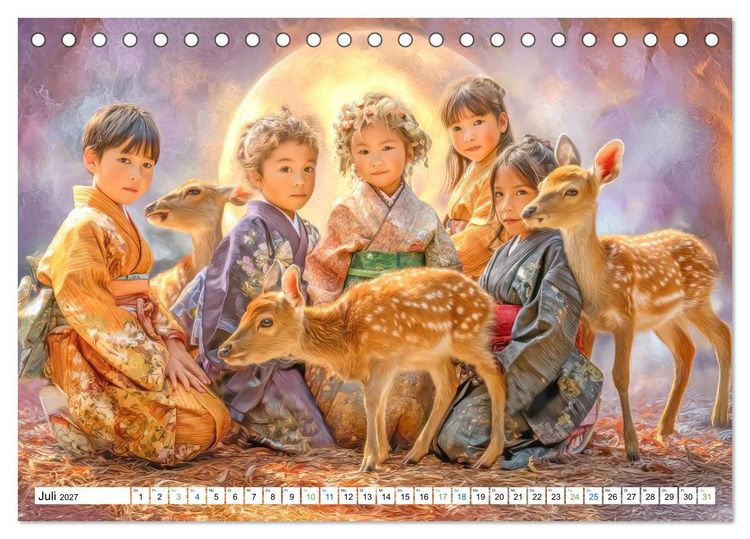 Produktbild: Japanisch inspirierte Werke - Mit Japans traditionellen Tieren (Tischkalender 2027 DIN A5 quer), CALVENDO Monatskalender