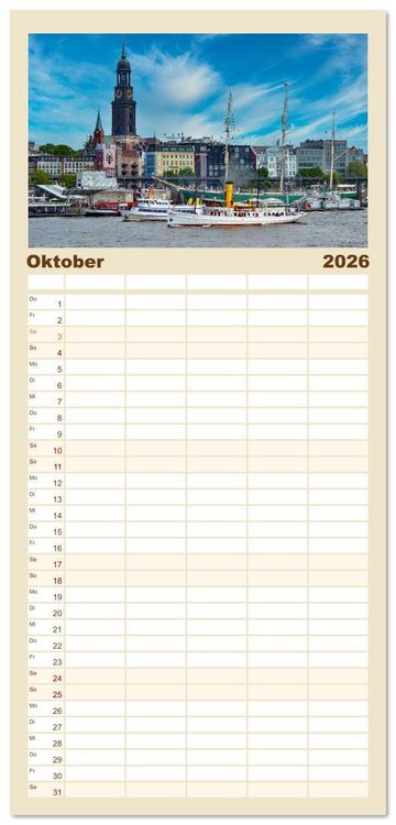 Produktbild: Familienplaner 2026 - Die malerische Elbe mit 5 Spalten (Wandkalender, 21 x 45 cm) CALVENDO