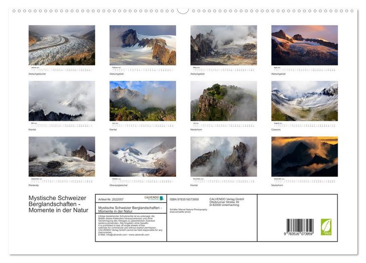 Produktbild: Mystische Schweizer Berglandschaften - Momente in der Natur (hochwertiger Premium Wandkalender 2026 DIN A2 quer), Kunstdruck in Hochglanz