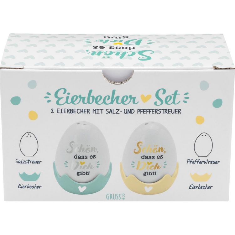 Eierbecher-Streuer-Set "Schön, dass es dich gibt"