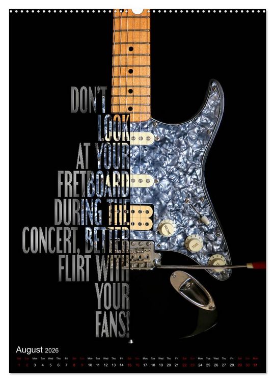 Produktbild: Rock Guitar Beauties (High Quality Premium Wall Calendar 2026 DIN A2 portrait),CALVENDO 12 Month Wall Calendar