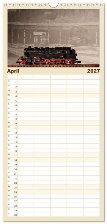 Produktbild: Familienplaner 2027 - Dampflokomotiven in Spur N mit 5 Spalten (Wandkalender, 21 x 45 cm) CALVENDO