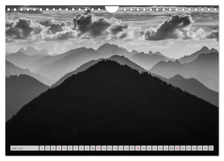 Produktbild: Bergpixels Schwarz-Wei&szlig;e Gebirgstr&auml;ume (Wandkalender 2027 DIN A4 quer), CALVENDO Monatskalender