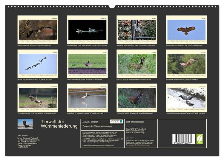 Produktbild: Tierwelt der W&uuml;mmeniederung (hochwertiger Premium Wandkalender 2027 DIN A2 quer), Kunstdruck in Hochglanz