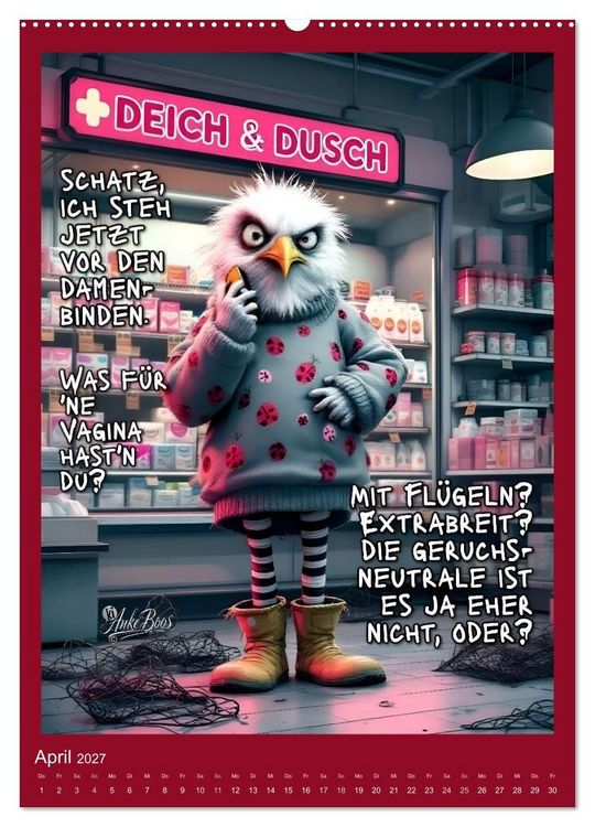 Produktbild: B&ouml;se M&ouml;wen - Moral ist ein Ger&uuml;cht (hochwertiger Premium Wandkalender 2027 DIN A2 hoch), Kunstdruck in Hochglanz