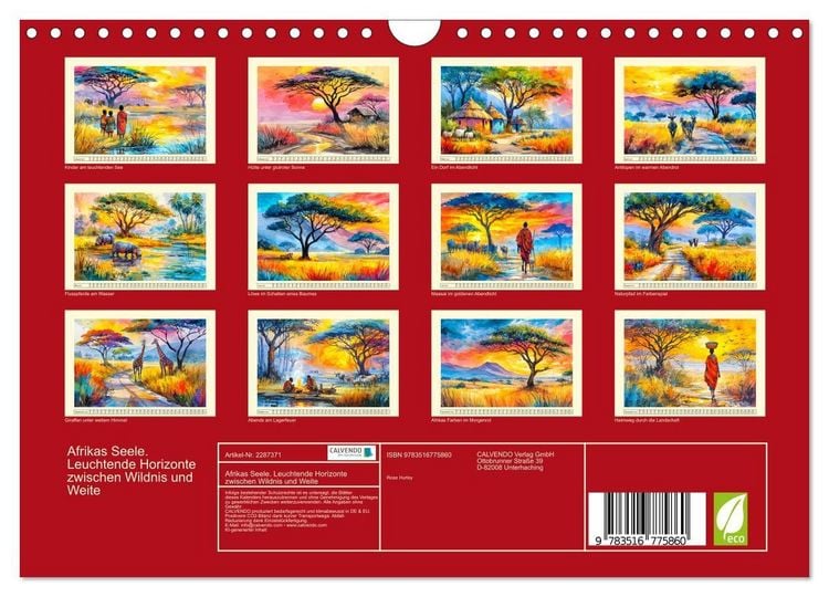 Produktbild: Afrikas Seele. Leuchtende Horizonte zwischen Wildnis und Weite (Wandkalender 2027 DIN A4 quer), CALVENDO Monatskalender