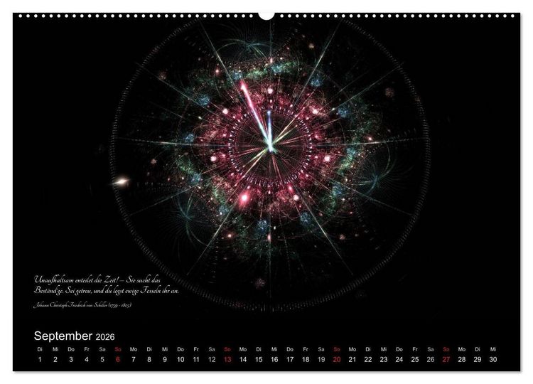 Produktbild: Zeit 2026 - Grafiken und Zitate (Wandkalender 2026 DIN A2 quer), CALVENDO Monatskalender