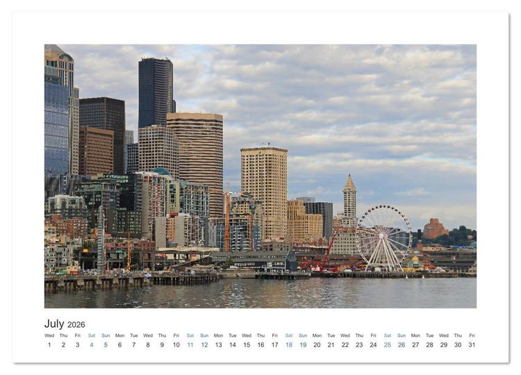 Produktbild: Seattle (High Quality Premium Wall Calendar 2026 DIN A2 landscape),CALVENDO 12 Month Wall Calendar