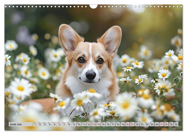 Produktbild: Corgis in Bloom (Wall Calendar 2026 DIN A3 landscape), CALVENDO 12 Month Wall Calendar