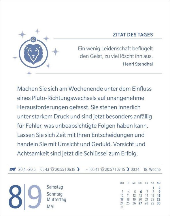 Produktbild: L&ouml;we Sternzeichenkalender 2027 - Tagesabrei&szlig;kalender - Ihr Horoskop f&uuml;r jeden Tag