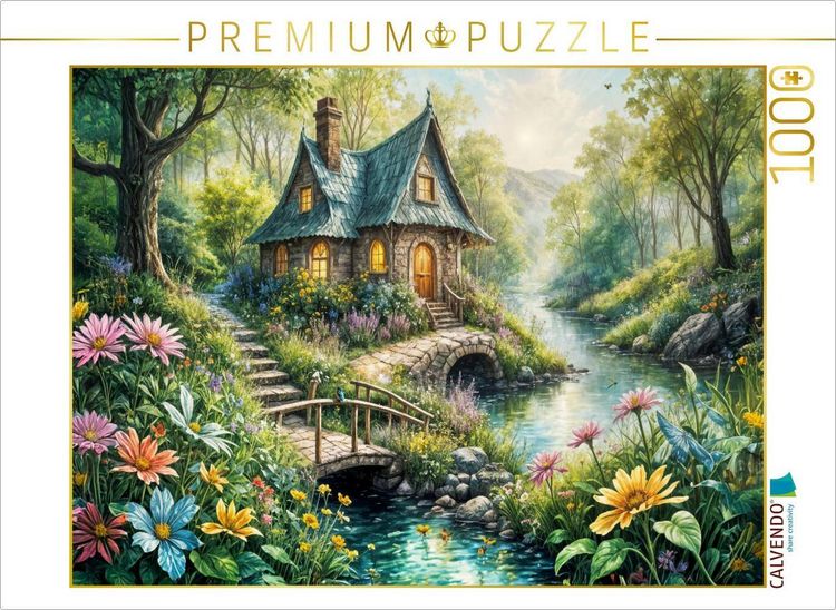 Produktbild: CALVENDO Puzzle Vertr&auml;umtes Feenhaus am Bach | 1000 Teile Lege-Gr&ouml;&szlig;e 64x48cm Foto-Puzzle f&uuml;r gl&uuml;ckliche Stunden