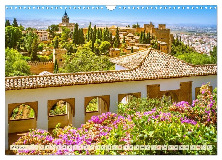 Produktbild: Zauberhaftes S&uuml;dspanien: Malaga - Sevilla - Granada - Ronda - Antequera (Wandkalender 2026 DIN A3 quer), CALVENDO Monatskalender