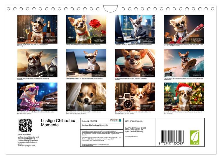 Produktbild: Lustige Chihuahua-Momente (Wandkalender 2026 DIN A4 quer), CALVENDO Monatskalender