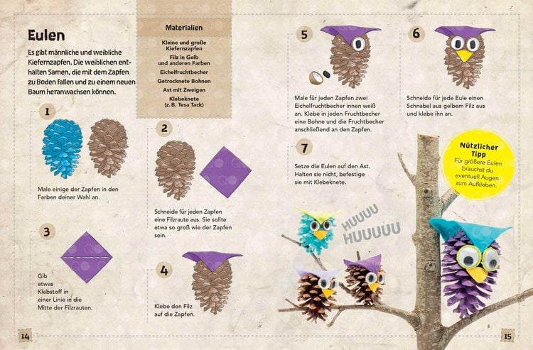 Produktbild: Das Naturbastelbuch f&uuml;r Kinder. 41 Projekte zum Basteln mit allem, was Wald, Wiese und Strand hergeben