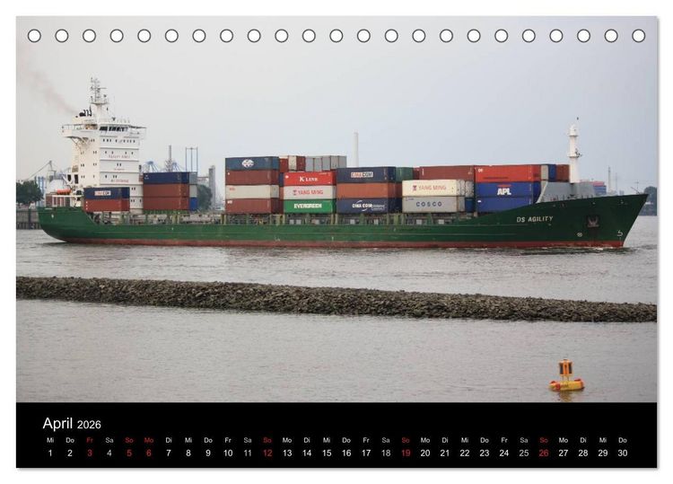 Produktbild: Schiffe im Hamburger Hafen (Tischkalender 2026 DIN A5 quer), CALVENDO Monatskalender