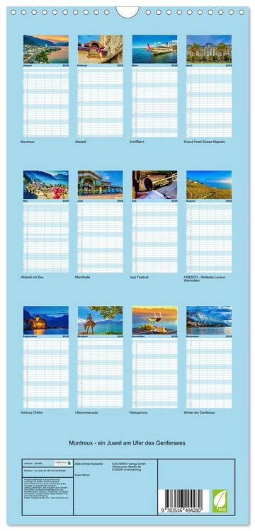 Produktbild: Familienplaner 2026 - Montreux - ein Juwel am Ufer des Genfersees mit 5 Spalten (Wandkalender, 21 x 45 cm) CALVENDO