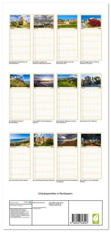Produktbild: Familienplaner 2026 - Urlaubsparadies in Nordzypern mit 5 Spalten (Wandkalender, 21 x 45 cm) CALVENDO
