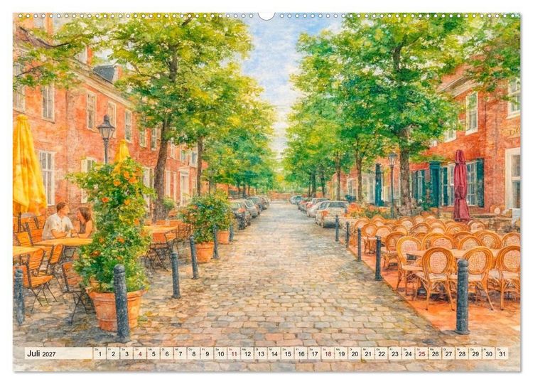 Produktbild: Potsdam &ndash; Historische Ansichten im Aquarellstil (hochwertiger Premium Wandkalender 2027 DIN A2 quer), Kunstdruck in Hochglanz