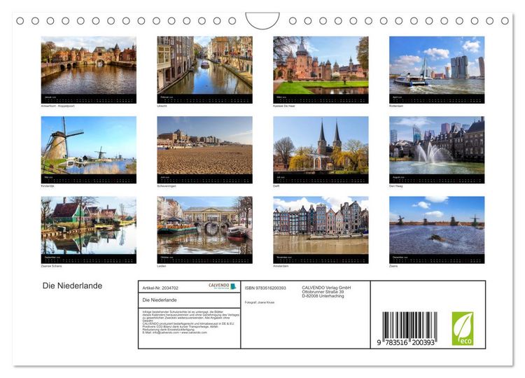 Produktbild: Die Niederlande (Wandkalender 2026 DIN A4 quer), CALVENDO Monatskalender