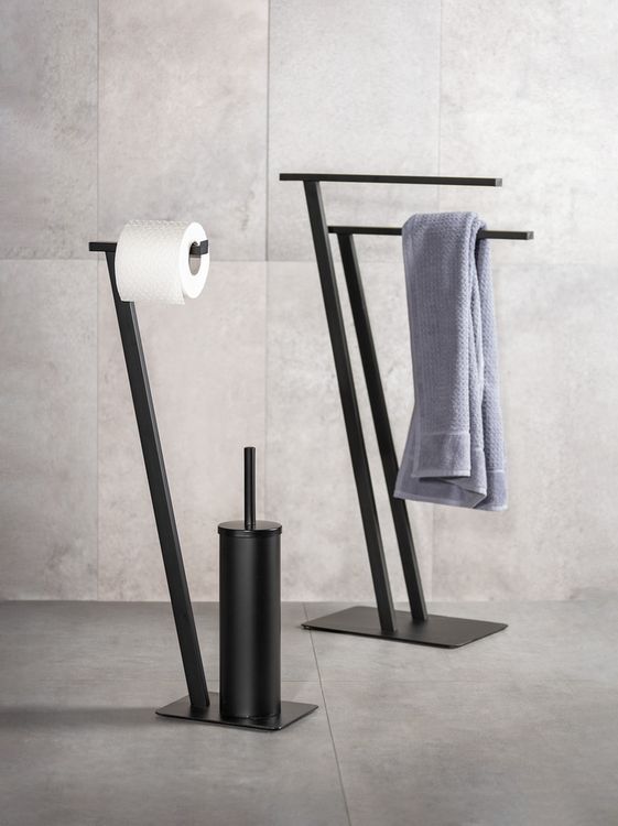 Produktbild: Stand WC-Garnitur Mod. Lirio Schwarz matt, mit viereckiger Bodenplatte