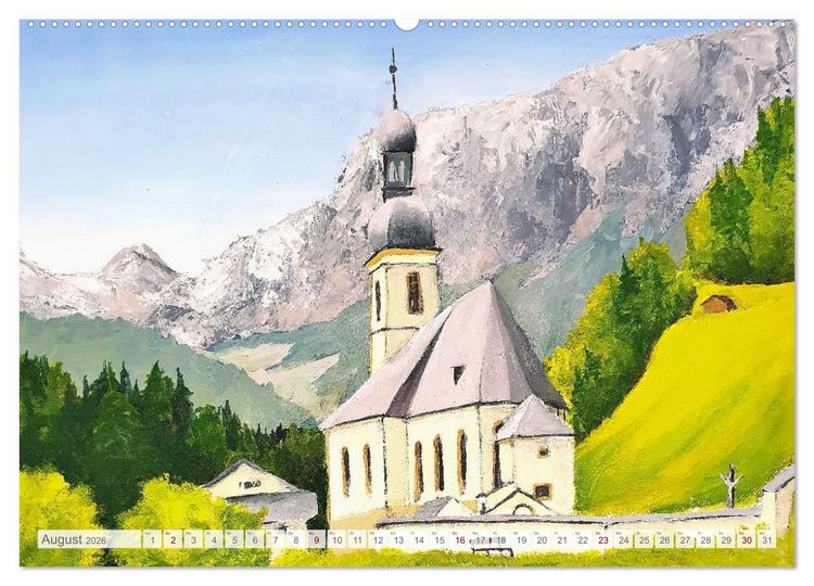Produktbild: Oberbayern in Farbe - Gemalte Bilder vom Alpenrand (hochwertiger Premium Wandkalender 2026 DIN A2 quer), Kunstdruck in Hochglanz